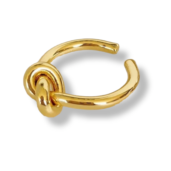 Ατσάλινο δαχτυλίδι, σχέδιο κόμπος σε χρυσό χρώμα - βεράκια, ατσάλι, αυξομειούμενα