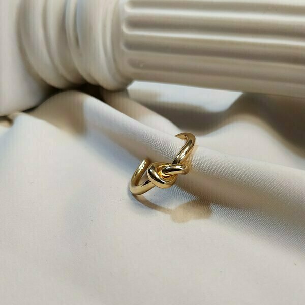 Ατσάλινο δαχτυλίδι, σχέδιο κόμπος σε χρυσό χρώμα - βεράκια, ατσάλι, αυξομειούμενα - 2