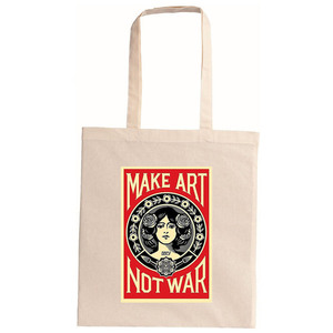 tote bag οικολογική-make art not war- - ύφασμα, ώμου, all day, tote, πάνινες τσάντες