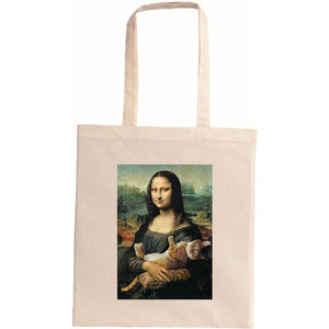 tote bag οικολογική -mona lisa and the cat- - ύφασμα, all day, tote, πάνινες τσάντες, φθηνές