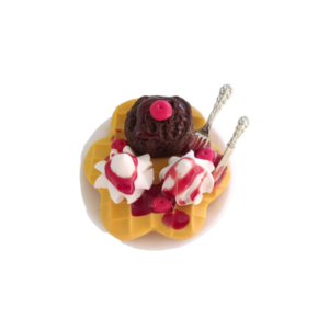 Δαχτυλίδι βάφλα μεγάλη με παγωτό σοκολάτας, σαντιγί και κεράσια με πολυμερικό πηλό / μεγάλο / μεταλλική βάση / αυξομειούμενο / Twice Treasured - πηλός, cute, γλυκά, αυξομειούμενα, kawaii - 2