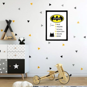 Προσωποποιημένο κάδρο " Batman " με ξύλινη κορνίζα σε μαύρο χρώμα (32 χ 22 εκ. ) - πίνακες & κάδρα, αγόρι, δώρα για παιδιά, ήρωες κινουμένων σχεδίων, προσωποποιημένα, παιδικά κάδρα - 5