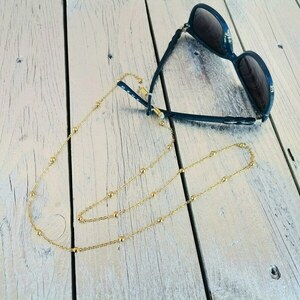Ατσαλινη Χρυσή Αλυσίδα Γυαλιών με μπίλιες - αλυσίδες, κορδόνια γυαλιών - 2