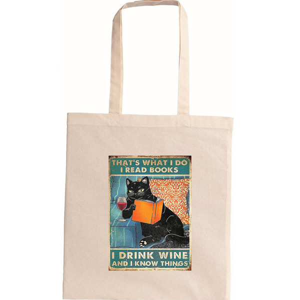 tote bag οικολογική BLACK CAT - ύφασμα, ώμου, all day, tote, πάνινες τσάντες