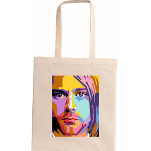 tote bag οικολογική-Kurt Cobain2- - ύφασμα, μεγάλες, all day, tote, φθηνές