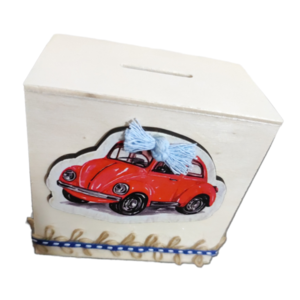 Ξύλινος κουμπάρας beetle - αγόρι, κουμπαράδες, αυτοκίνητα, δώρο γεννεθλίων, με ξύλινο στοιχείο