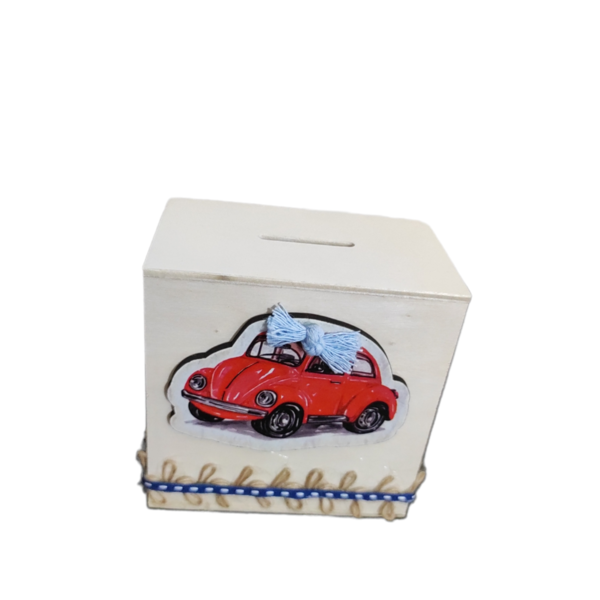Ξύλινος κουμπάρας beetle - αγόρι, κουμπαράδες, αυτοκίνητα, δώρο γεννεθλίων, με ξύλινο στοιχείο - 2