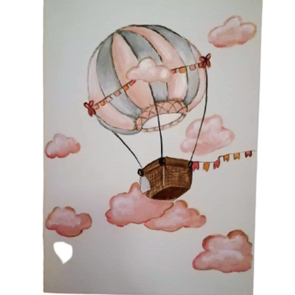 ΔΙΑΚΟΣΜΗΤΙΚΟΣ ΠΙΝΑΚΑΣ ΓΙΑ ΒΡΕΦΙΚΟ ΔΩΜΑΤΙΟ 30*40 ΑΕΡΟΣΤΑΤΟ - αερόστατο, προσωποποιημένα, διακοσμητικό παιδικού δωματίου, παιδικοί πίνακες - 2