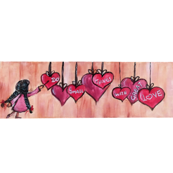 ΔΙΑΚΟΣΜΗΤΙΚΗ ΞΥΛΙΝH ΠΙΝΑΚΙΔΑ "GREAT LOVE" 28*9 - κορίτσι, πίνακες ζωγραφικής, παιδικοί πίνακες
