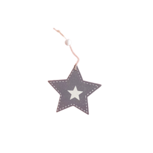 Στολιδι/Γουρι 2024 Αστέρι ξυλινο γκρί με λευκό 8εκ. και απαλό glitter- apois - ξύλο, αστέρι, χριστουγεννιάτικα δώρα, Black Friday, στολίδια - 2