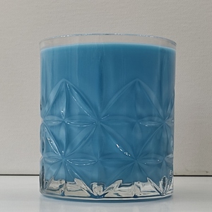 Κερί αρωματικό θαλασσί χειροποίητο γιασεμί σε γυάλινο ποτήρι vintage 10εκΧ8εk - αρωματικά κεριά - 2