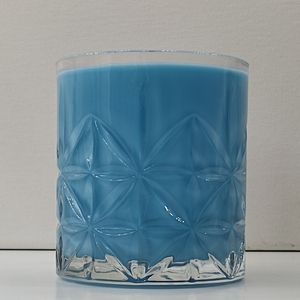 Κερί αρωματικό θαλασσί χειροποίητο γιασεμί σε γυάλινο ποτήρι vintage 10εκΧ8εk - αρωματικά κεριά - 4