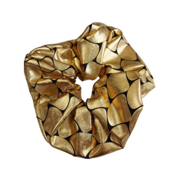 Χρυσό scrunchie από lurex ύφασμα σε μεγάλο μέγεθος, διάμετρος 16εκ - ύφασμα, λαστιχάκια μαλλιών, μεγάλα scrunchies