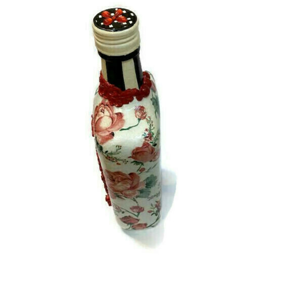 Μπουκάλι γυάλινo χειροποιητο για ποτά ή διακόσμηση ..υψοσ=24 σμ....με μικτέσ τεχνικέσ - γυαλί, πηλός, χειροποίητα, πρωτότυπα δώρα, διακοσμητικά μπουκάλια - 3