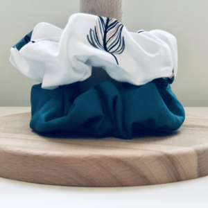 Feather Blue - Scrunchies Collection - ύφασμα, λαστιχάκια μαλλιών - 2