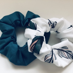 Feather Blue - Scrunchies Collection - ύφασμα, λαστιχάκια μαλλιών