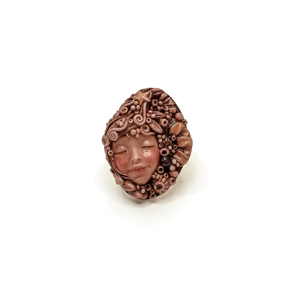 Boho Lady Χειροποίητο Δαχτυλίδι Νεράιδα 3,6 Χ 2,6 εκ. - ιδιαίτερο, πηλός, boho, πρωτότυπα δώρα, αυξομειούμενα