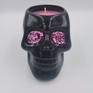 Haloween χειροποίητα κεριά σόγιας σε δοχείο νεκροκεφαλή με άρωμα ζαχαρωτά 500 ml 7,5 x 9,5 x 10 cm - halloween, αρωματικά κεριά, soy candles - 3