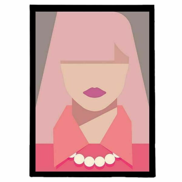 Κάδρο abstract art print " pink lady " με ξύλινη κορνίζα σε φυσικό ή μαύρο χρώμα (32 χ 22 εκ. ) - πίνακες & κάδρα, διακόσμηση σαλονιού