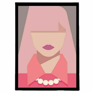 Κάδρο abstract art print " pink lady " με ξύλινη κορνίζα σε φυσικό ή μαύρο χρώμα (32 χ 22 εκ. ) - πίνακες & κάδρα, διακόσμηση σαλονιού