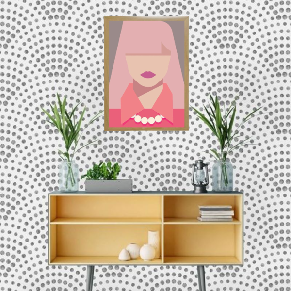 Κάδρο abstract art print " pink lady " με ξύλινη κορνίζα σε φυσικό ή μαύρο χρώμα (32 χ 22 εκ. ) - πίνακες & κάδρα, διακόσμηση σαλονιού - 4