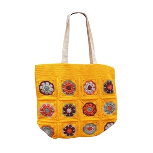 Πλέκτη χειροποίητη τσάντα tote bag Κολοκύθα - νήμα, χειρός, tote, πλεκτές τσάντες