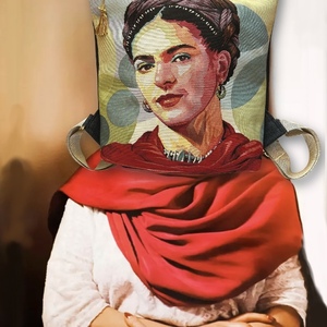 Τσαντα πλατης χειροποιητο backpack απο ύφασμα με τη Frida - ύφασμα, πλάτης, σακίδια πλάτης, μεγάλες, all day - 2