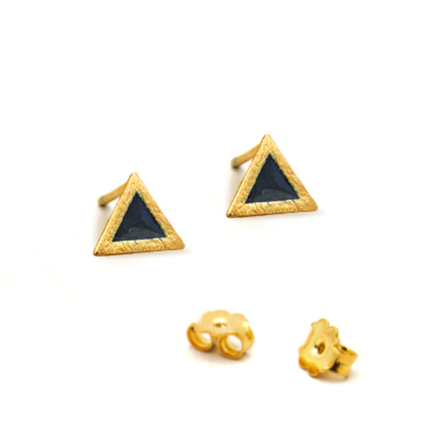 Σκουλαρίκια Τρίγωνα με Σμάλτο Ασήμι 925 - ασήμι 925, σμάλτος, minimal, καρφωτά, μικρά