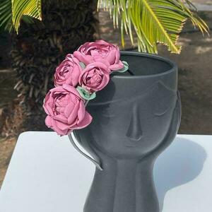 Κορώνα λουλούδι στεφάνι κεφαλόδεσμος - ύφασμα, νήμα, μέταλλο, headbands - 2
