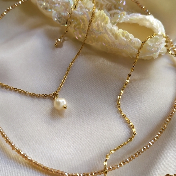 GOLD BEADS choker | Κολιέ-τσόκερ με ημιπολύτιμες χρυσές χάντρες - επιχρυσωμένα, τσόκερ, χάντρες, κοντά, ατσάλι - 2