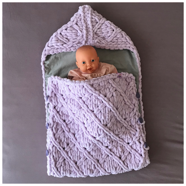 πλεκτό υπνόσακος μωρού "Teddy D", 78 x 42 εκ, με φανέλα - πλεκτό, δώρο για νεογέννητο, κουβέρτες - 4