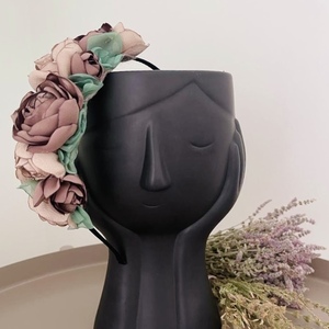 Κορώνα λουλουδιών σε πούδρα αποχρώσεις - ύφασμα, νήμα, πλαστικό, μέταλλο, headbands - 3