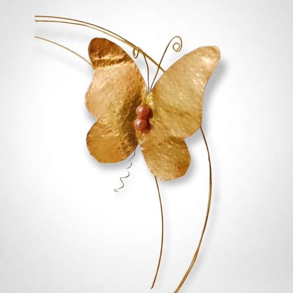 Μπρούτζινο στεφάνι με πεταλούδες - σφυρήλατο, πεταλούδες, μπρούντζος, διακοσμητικά - 4