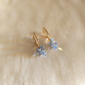 Cinderella Swarovski earrings-ice blue| Σκουλαρίκια με ice-blue κρύσταλλα Swarovski - επιχρυσωμένα, swarovski, κρίκοι, μικρά, ατσάλι - 2