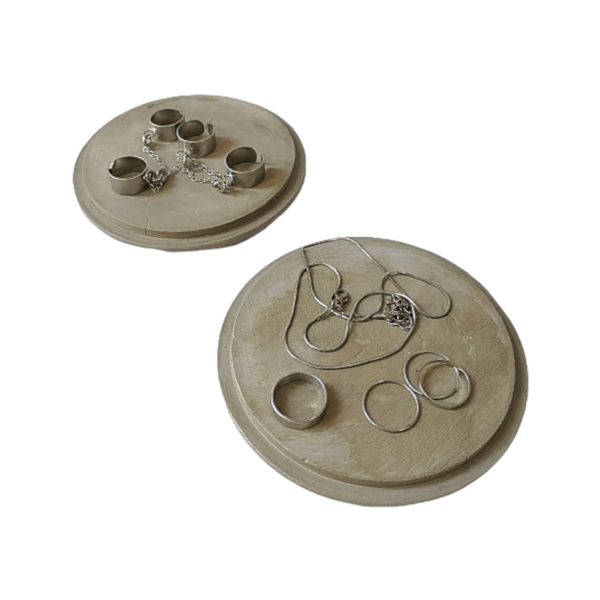 Δίσκοι κοσμημάτων σετ2τεμ τσιμεντένιοι στρογγυλοί υπερυψωμένοι γκρι 12εκΧ2εκ - οργάνωση & αποθήκευση, τσιμέντο, σετ δώρου