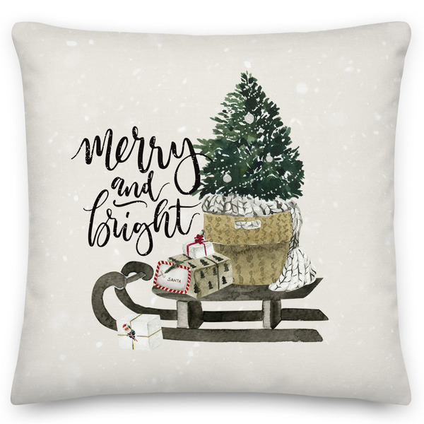 Μαξιλάρι διακοσμητικό Χριστουγεννιάτικο έλκηθρο με δέντρο - χωρίς γέμισμα - 45x45 εκ.100% Polyester - Looloo & Co - ύφασμα, λευκά είδη, μαξιλάρια
