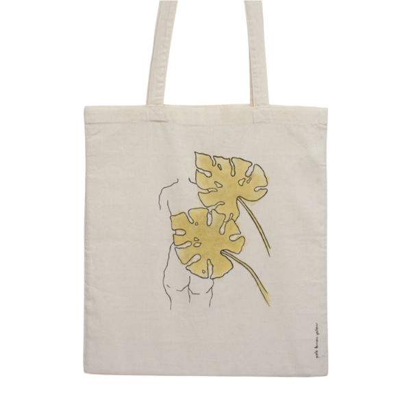 Πάνινη τσάντα - Tote bag - The mοnstera - ύφασμα, ώμου, all day, tote, πάνινες τσάντες