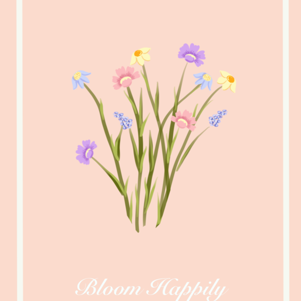 Bloom Happily art print A4 - λουλούδια, αφίσες, πίνακες ζωγραφικής - 2