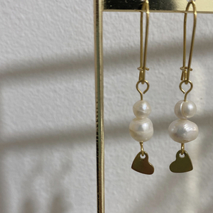 Pearl Earrings - επιχρυσωμένα, μικρά, ατσάλι, κρεμαστά, πέρλες