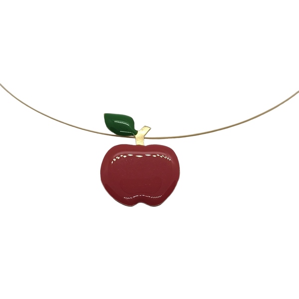 Κρεμαστό σχέδιο μήλο με κόκκινο σμάλτο - charms, ορείχαλκος, κοντά