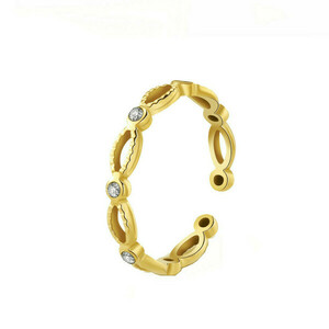 Δαχτυλίδι με ζιργκόν διαμάντια επιχρυσωμένο με χρυσό 18 καρατίων, κομψό, μίνιμαλ σχέδιο - ατσάλι
