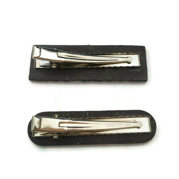 Black marble set 1 - κλιπ για τα μαλλιά από πηλό - μέταλλο, για τα μαλλιά, hair clips, πολυμερικό πηλό - 4