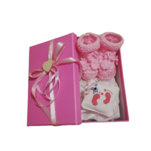 Ροζ δωροκουτί για νεογέννητο κορίτσι/Baby giftbox - κορίτσι, σετ δώρου