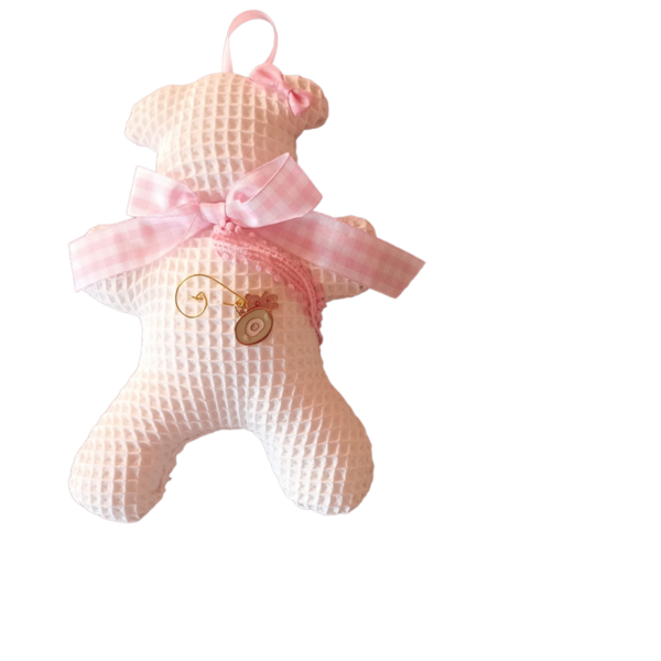 Υφασμάτινο βρεφικό γούρι - αρκουδάκι (κοριτσάκι) - κορίτσι, αρκουδάκι, γούρια, δωμάτιο παιδιών, φυλαχτά