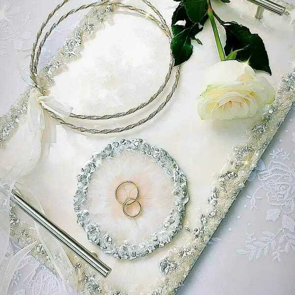 Δίσκος γάμου με ασημί λεπτομέρειες από υγρό γυαλί - δίσκος, είδη γάμου, δίσκοι σερβιρίσματος - 5