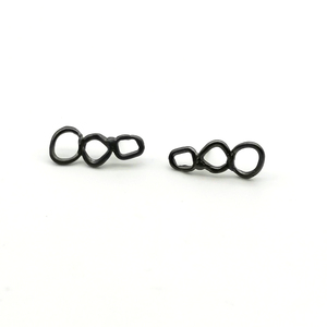 Μαύρα σκουλαρίκια καρφωτά Triple circle - ασήμι 925, καρφωτά, μικρά, καρφάκι, επιπλατινωμένα