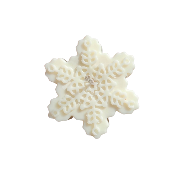Χιονονιφάδα Χριστουγεννιάτικο Λευκό Κερί 7x3.5 - πηλός, χιονονιφάδα, κεριά & κηροπήγια