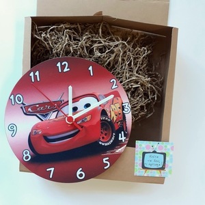 Ξύλινο ρολόι τοίχου 20εκ "Μακουίν" - αγόρι, ρολόι, δώρο, ρολόγια, ήρωες κινουμένων σχεδίων, διακοσμητικό παιδικού δωματίου - 3