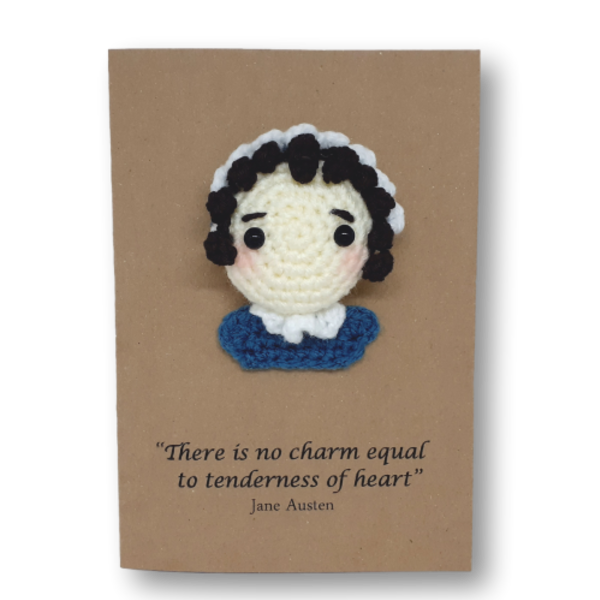 Ευχετήρια κάρτα - Jane Austen - γενέθλια, επέτειος, amigurumi