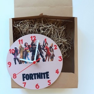 Ξύλινο ρολόι τοίχου 20εκ "Fortnite" - αγόρι, ρολόι, δώρο, ρολόγια, ήρωες κινουμένων σχεδίων, διακοσμητικό παιδικού δωματίου - 2